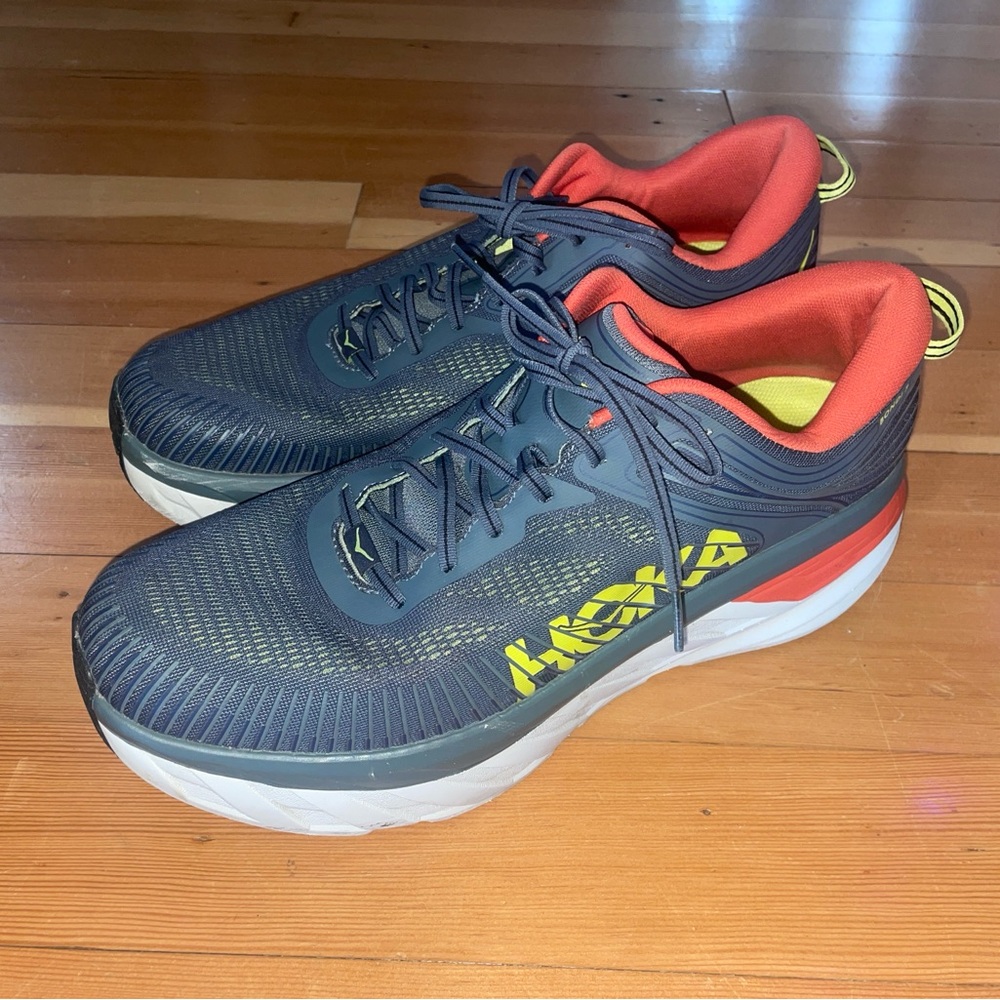 Hoka Bondi Men's Black and Burnt Orange Running Shoes Size 14